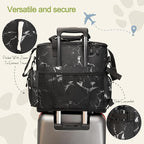 Dog Travel Bag,Weekend Pet Travel bag Set for Dog and Cat,Airline Approved Tote Multi-Function Dog Bags for Traveling,Include 2 Collapsible Bowls,2 Food Storage Containers,1 Feeding Mat,Marble