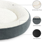 Love's cabin Round Donut Cat and Dog Cushion Bed, 36in Pet Bed for Cats or Small Dogs, Anti-Slip Water-Resistant Bottom, Super Soft Durable Fabric Pet beds, Washable Cat Dog Bed Stripe Bluish Grey