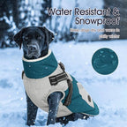 IECOii Dog Winter Coat Waterproof - Dog Coat with Harness Built in for Medium Dogs,Thermal Warm Fleece Lined with Zip Up Cold Weather Jacket,Reflective Snowsuit for Outdoor, Turquoise Green,M