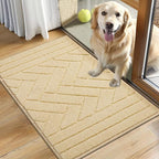 Tindbea Dog Mat for Muddy Paws,Absorbs Moisture Dirt Non-Slip Washable Mud Mat for Dogs,Soft Rubber Backing Front Inside Pet Rug for Entryway, Mud Dog Paws, Patio(20"x31.5",Beige)