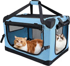 Large Cat Carrier for Car Travel, Soft Sided Collapsible Pet Carrier for Outdoor and Indoor Uses, Roomy Extra Large Cat Carrier for 2 Kittens or Puppies Up to 50lbs (Teal)