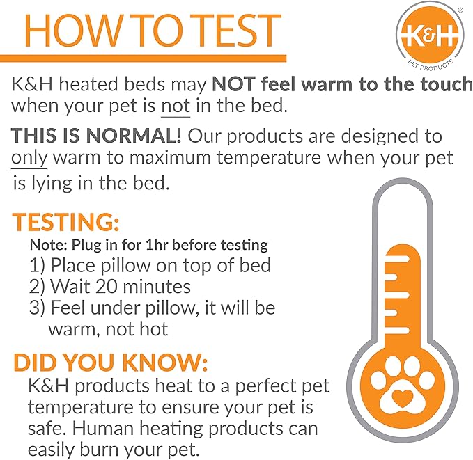 K&H Pet Products Heated Thermo-Kitty Fashion Splash Indoor Cat Bed, Orthopedic Foam Base Heated Bed for Dogs or Cats with Removable Waterproof Heater, Mocha Small 18 Inches Round