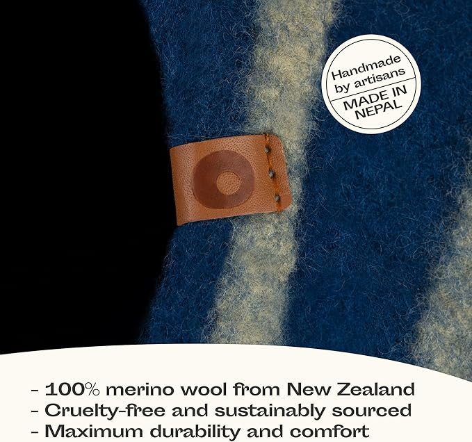 MEOWFIA Cat Cave – Premium Felt Cat Bed for Indoor Cats, Handmade 100% Merino Wool (Vivid Shades) (Large, Deep Azure)