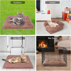 SCENEREAL Self Warming Cat Bed, Heated Cat Bed Mat for Cats Small Dogs, 2 in 1 Soft Plush, Washable Pet Pad for Indoor Outdoor Kitten Puppy, Brown 28" x 24"
