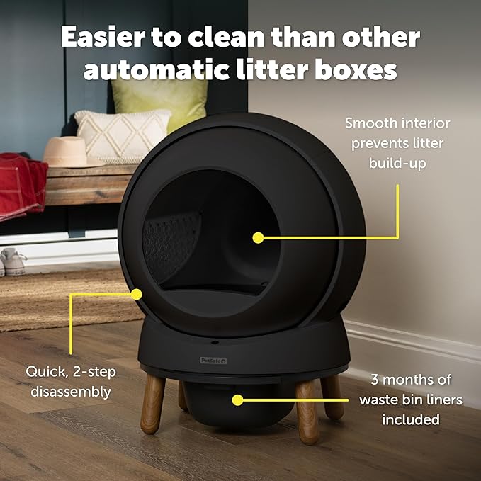 PetSafe ScoopFree SmartSpin Self-Cleaning Cat Litter Box, Black – Advanced Odor Control, App Controlled with Health Monitoring, Works with Any Litter, Up to 2 Weeks of Hands-Free Cleaning