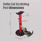 Gothic Cat Scratching Post, 34 inch with Sturdy Spider Web Floor Foundation and Bat Shaped Top with Spider Toy, Halloween Cat Scratcher, Cat Scratchers for Indoor Cats, Black and Red from Littlesy