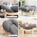 CHEERHOME PETS Elevated Cat Bed Wooden with Cushion Fluffy Pet Couch Sofa for Indoor Cats Raised Kitty Lounge Chair Suitable for Puppy, Cat Furniture(Gray)