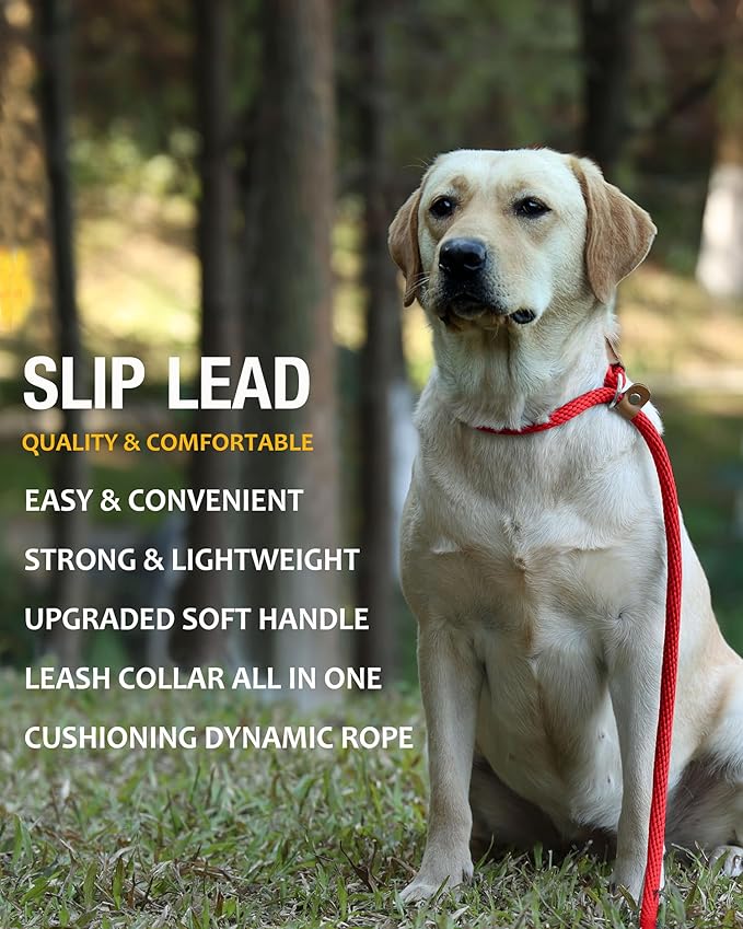 lynxking Dog Leash Slip Lead 5 6 8 FT Dog Training Leash Strong Heavy Duty Braided No Pull Training Lead for Small Medium Large Dogs