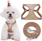 Puppytie No Pull xs Dog Harness with Multifunction Dog Leash,Soft Adjustable No Choke Escape Proof Pet Harness Vest,Glossy Oat Brown,XS