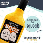 Huxley & Kent Halloween Funny Dog Toy w/Squeaker – Power Plush Squeaky Dog Toys for Small, Medium & Large Dogs – Soft Stuffed Animal for Indoor Play & Fetch - Bottle of Booz, One Size