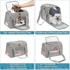 Cat Carrier Dog Carrier Pet Carriers for Medium Small Cats Dogs Puppies up to 25 Lbs,TSA Airline Approved Small Dog Cat Carriers Soft Sided,Collapsible Travel Puppy Carrier (Grey, Large)