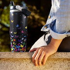 30oz Colorful Butterfly Tumbler with Handle and Straw, Stainless Steel Vacuum Insulated Coffee Tumbler, Travel Mug Water Bottle, Butterfly Stuff Decor, Butterfly Gifts for Women