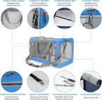 Pet Carrier for Large Cats of 20 Lbs, Collapsible Carrier Bag for Big Cat or 2 Kittens,Soft Sided Puppy Carrier with Sturdy Travel Transport Strap, Adequate Ventilation, 4 Mesh Windows (Blue)