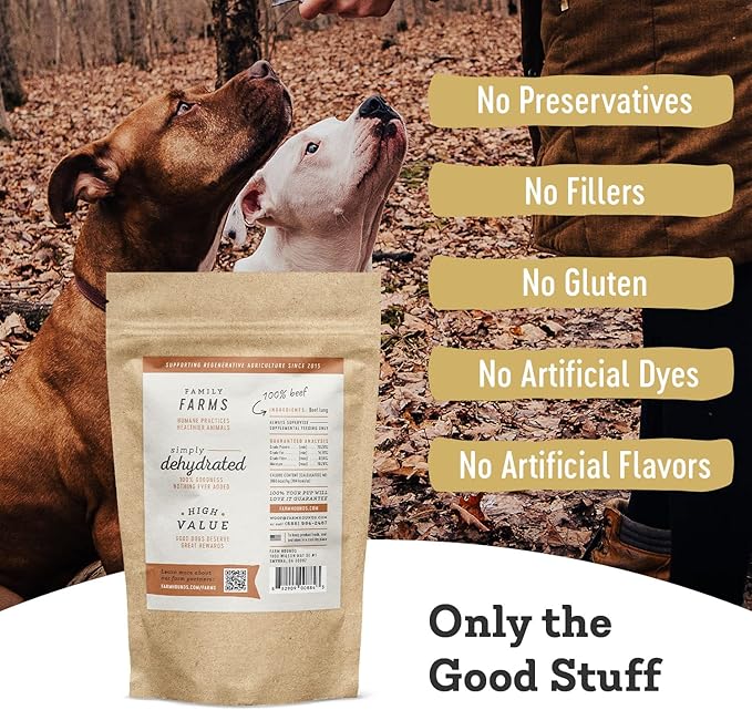 Farm Hounds - Beef Lung - Premium Natural Beef Lung Jerky for Dogs - Made from 100% Humanely Raised Cattle - Organ Treat - Great for Training & Treats - No Added Fillers - Made in USA - 2 oz - 2 Pack