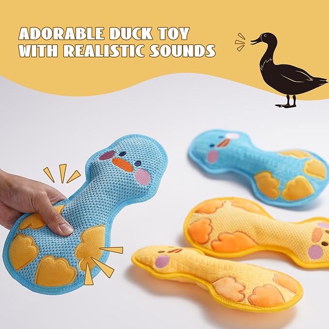 Nocciola Duck Squeaky Dog Toy, New 2025 Indestructible Dog Toy for Aggressive Chewers, Stuffed Toy with Two Tough Layers, Soft Minky Plush for Comfort and Chewing, Blue