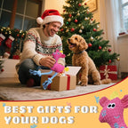 Squeak Plush Dog Toys for Small & Medium Breeds, Chew Resistant Rope to Keep Them Busy for Puppy Teething Chewing, Interactive Indoor/Outdoor Play, Best Pet Gift, Pink Deer