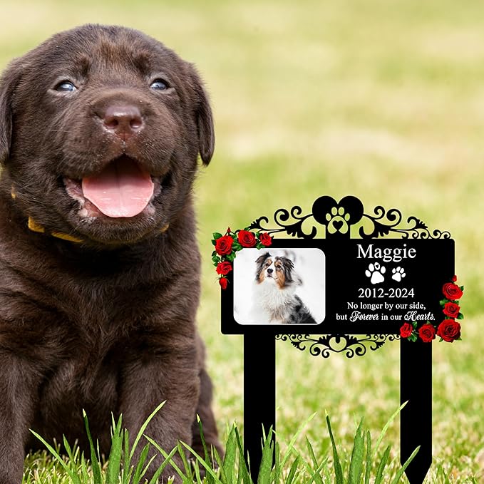 Custom Pet Grave Markers Dog Outdoor | Memorial Burial Markers for Your Furry Friend | Cemetery Grave Pet Headstones for Dogs | Custom with Photo Resting Place Sign for Paw Companions