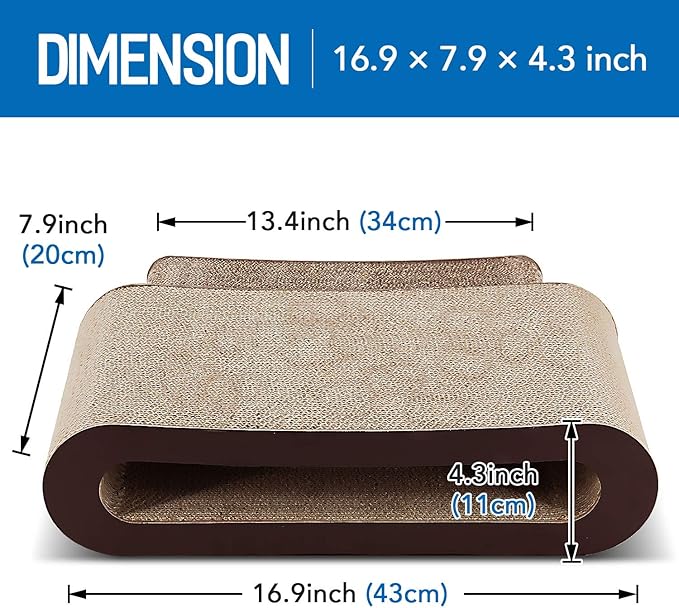 FluffyDream 2in1 Cat Scratcher Cardboard Lounge Bed, Cat Scratching Board, Durable Board Pads Prevents Furniture Damage