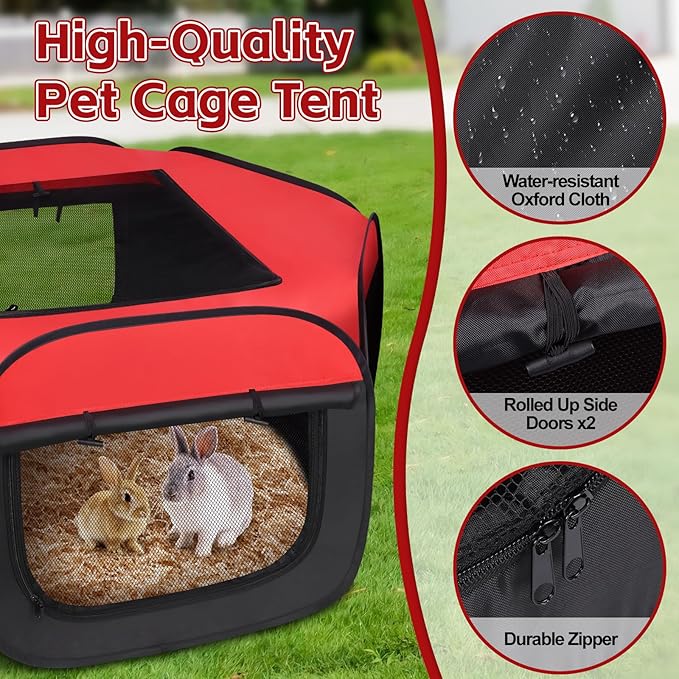 Chick Brooder Box, 2Pcs Removable Pop-up Small Animals Playpen, Pet Cage Tent with Cover & Zippers, Water Repellent Portable Yard Fence Indoor Outdoor for Chick, Rabbits, Kittens, Puppies