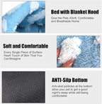 HYQ Cat Beds for Indoor Cats, Small Dog Bed with Cover Cave, Cozy Cat Cave Bed, Round Puppy Bed with Hooded Cover, Dog Beds for Small Dogs with Anti-Slip Bottom(Blue, 20×20 Inch)