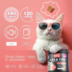 Flea Treatment for Cats - Daily Oral Cat Flea and Tick Chews - Chewable Tick Treatment Supplement for Kittens - Skin & Coat, Digestive Health Supplement - Alternative to Collars, Combs, Shampoos