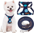 Puppytie No Pull xs Dog Harness with Multifunction Dog Leash,Soft Adjustable No Choke Escape Proof Pet Harness Vest,Polka dots Starry Sky,XS