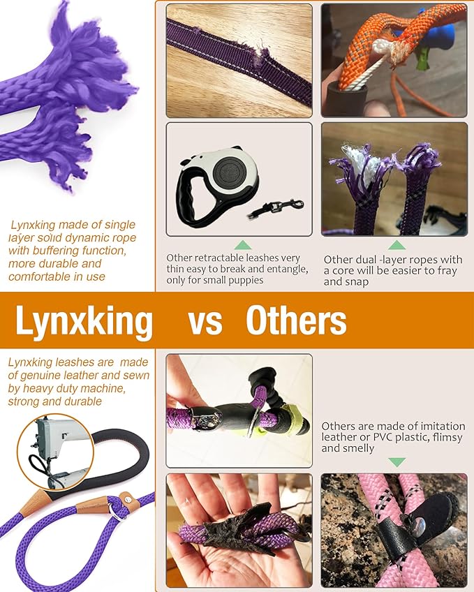 lynxking Dog Leash Slip Lead 5 6 8 FT Dog Training Leash Strong Heavy Duty Braided No Pull Training Lead for Small Medium Large Dogs