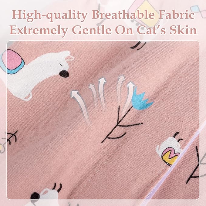 ANWA 2 Pack Cat Recovery Suit - Breathable Cat Onesie for Cats After Surgery Female, Kitten Surgery Recovery Suit Female Abdominal Wounds