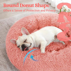rabbitgoo Dog Bed for Small Dogs, 24 inches Washable Small Dog Bed, Fluffy Donut Dog Bed Anti-Slip, Calming Soft Plush Round Pet Bed for Dogs, Fits up to 18 lbs Pets, Pink
