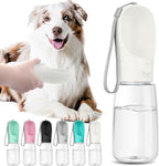 Portable Dog Water Bottle with Bowl, Leak Proof, Convenient for Walking, Hiking and Camping (White, 19oz)