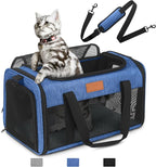 PETUX TSA Approved Pet Carrier in Cabin, 17"x11"x9.5" Soft Cat Carriers for Small Cat up to 12 lb and Puppy up to 10 lb, Top Open Portable Pet Carrier Airline Approved for Travel and Vet Visit (Blue)