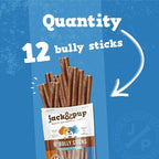 Jack&Pup 6" Bully Sticks for Dogs | Premium Odor Free Bully Sticks for Large Dogs | All Natural Beef Pizzle Sticks (6 Inch Standard, 12 Pack)