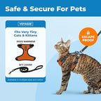 Voyager Escape-Proof Step-in Lock Cat Harness & 5ft Neoprene-Handle Leash Set All-Weather Mesh with Reflective Stitching for Small to Large Cats by Best Pet Supplies, Black Trim-Orange (327), XXXS