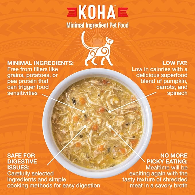 KOHA Pure Shreds Chicken Entrée for Cats, High Protein Wet Cat Food, 2.8oz Cans (Pack of 24)