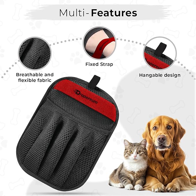 2PCs Pet Hair Removal Glove for Cats & Dogs, Upgraded Five-Finger Electrostatic Pet Hair Gloves, Reusable Magic Brush Pet Hair Remover Tool for Laundry, Car Seat, Couch, Carpet