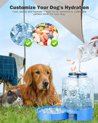 Large Dog Water Bottle Portable Bowl - 77oz Dog Travel Water Dispenser with Pull Out Bowl, Ideal for Hiking, Camping, Dog Parks, Leak-Proof BPA-Free Outdoor Pet Bottle for Large Dogs, Blue