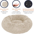 Donut Dog Bed - Premium Comfort for Anxiety Relief - Fluffy & Calming Design with Ultra-Plush Support | Cozy Round Dog Bed with Super Soft Circle Style (Size M Beige)