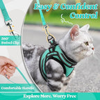 rabbitgoo Cat Harness and Leash Set for Walking Escape Proof, Adjustable Soft Kittens Vest with Reflective Strip for Cats, Comfortable Outdoor Vest, Green, XL