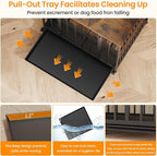 Dog Crate Furniture for Small Dogs, 31 Inch Indoor Puppy Kennel, Wooden Pet Cage Decorative Corner End Table with Caster Wheels & Removable Tray, Rustic Brown