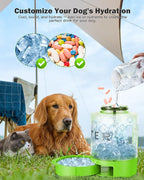 Dog Water Bottle Portable Bowls - 77oz Large Travel Water Bowl Dispenser for Dogs, Pet Camping Beach Essentials Traveling Car Park Accessories, Leak Proof Pet Drinking Dispenser On The Go, Green