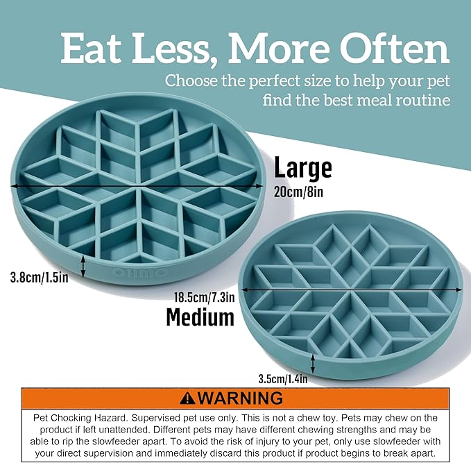 OHMO Slow Feeder Dog Bowls (Diamond, 8" Celestial) Enrichment Toy Soft Silicone Food Safe Feeding Bowl Non Slip Suction Cup for All Breed Pet, Cat Slow Down Eating Dishes, Boredom and Anxiety Reducer