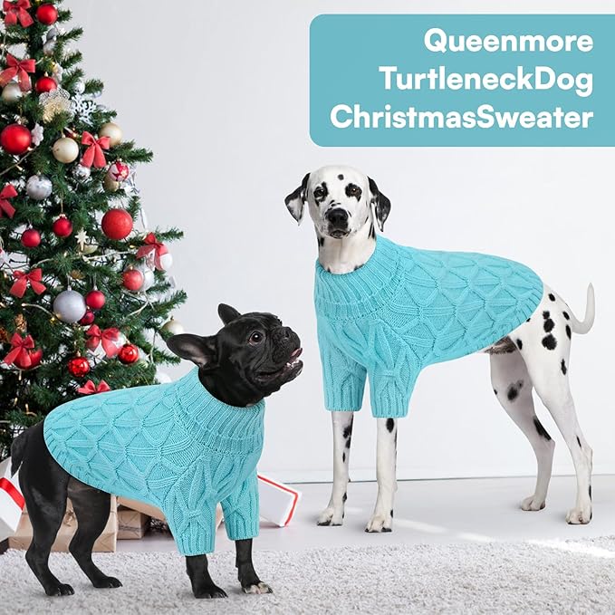Queenmore Dog Sweaters for Large Dogs Girls Boys,Warm Pullover Extra Large Dog Sweater,Dogs Christmas Sweaters,Classic Turtleneck Thick Clothes for Extra Large Pets, Pitbull, Boxer(Lake Blue,XL)