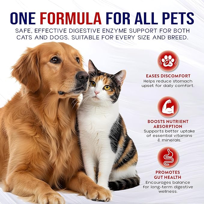 Impact Digestive Enzymes for Dogs and Cats - 75 Servings - Enzyme Powder for Digestion - Pancreatic Enzymes for Dogs and Cats - Digestive, Weight & Pancreatic Issues - Made in USA