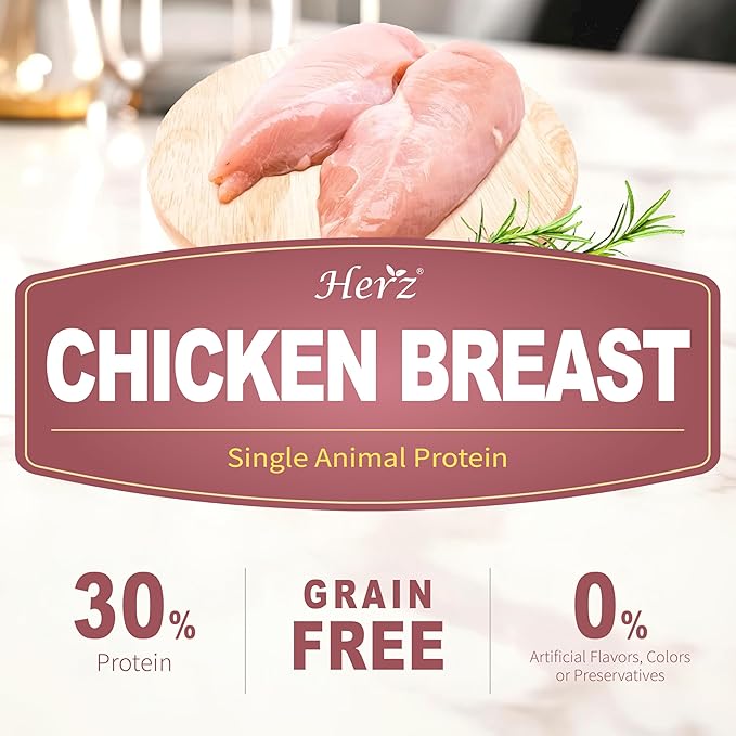 Herz Air-Dried Dog Food – Chicken Breast Recipe 2 lb, Single Pure-Meat, Grain Free, All Natural, High Protein, Limited Ingredients