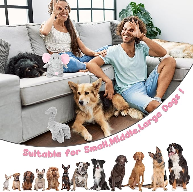 Dog Toys to Keep Them Busy Dog Toys for Small Medium Large Dogs Plush Animal Interactive Puppy Toys Cute Squeaky Elephant Dog Toy with Crinkle Paper