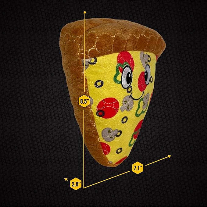 Bite Force -Durable & Strong Dog Toy Pizza Slice with Squeaker, Kevlar-Reinforced for Aggressive Chewers for Small Medium Large Dogs - Yellow.