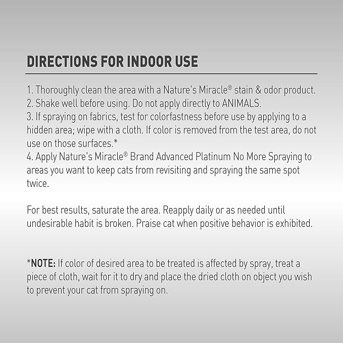 Nature's Miracle Advanced Platinum No More Spraying, 128 Ounces, Helps Discourage Repetitive Cat Spraying