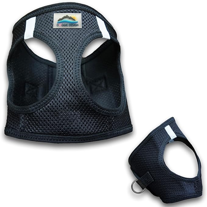Doggie Design Dog Harness - No Choke Dog Harness, Dog Vest, Mesh Polyester, Pet Harness, Simple Step in and Go Design, Harness for Dog - Black, 2XL/3XL
