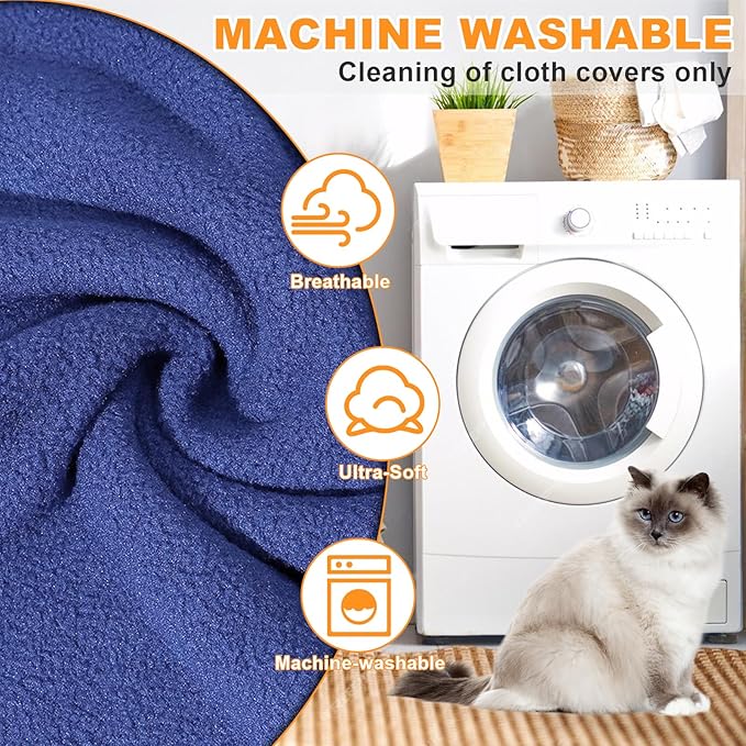 Bestio Cat Heating Pad,Medium 18x18 in Dog Heating Pad,Electric pet Heated pad with Adjustable Thermostat (1-24 Hours),Cat Heating Pad Indoor for Puppy with One Blue Plush Cover