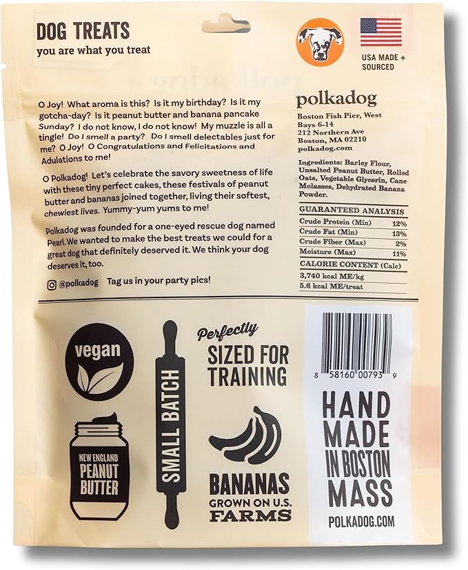 Polkadog Premium Healthy Dog Birthday Treat - Soft, Chewy & Vegan Treats - New England Peanut Butter and Banana Small Batch Recipe - Perfect Training Size, Ideal for Any Occasion | Cake Batter Flavor